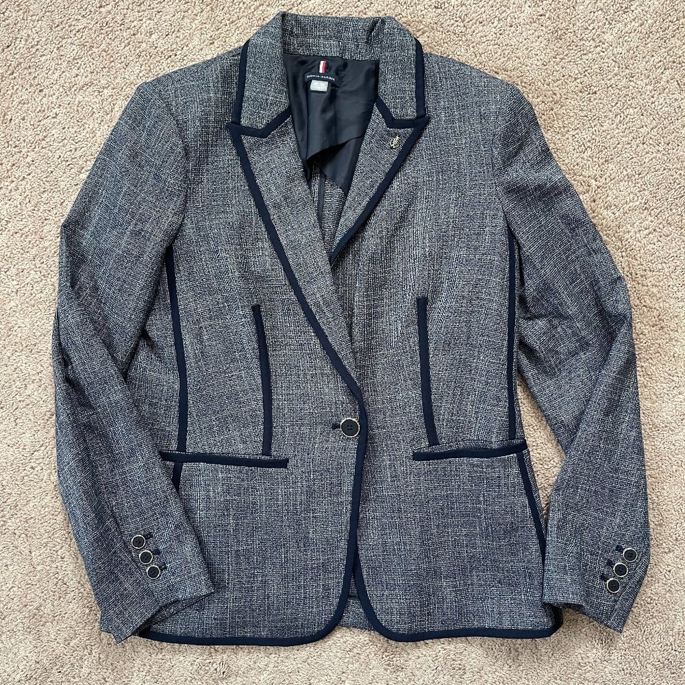 Tommy Hilfiger Gray Blazer with Black Trim